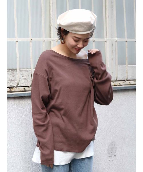 Ungrid(アングリッド)の「レイヤードロングスリーブTee(Tシャツ/カットソー・レディース・ブラウン/オフホワイト・FREE)」の3枚目の写真