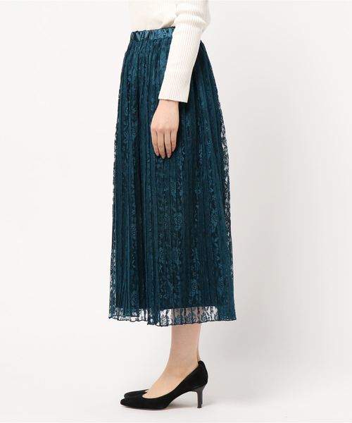 coca（coca）（コカ）の「総レースプリーツスカート（スカート・レディース・ブルー/ライトグリーン・ONE SIZE）」の3枚目の写真