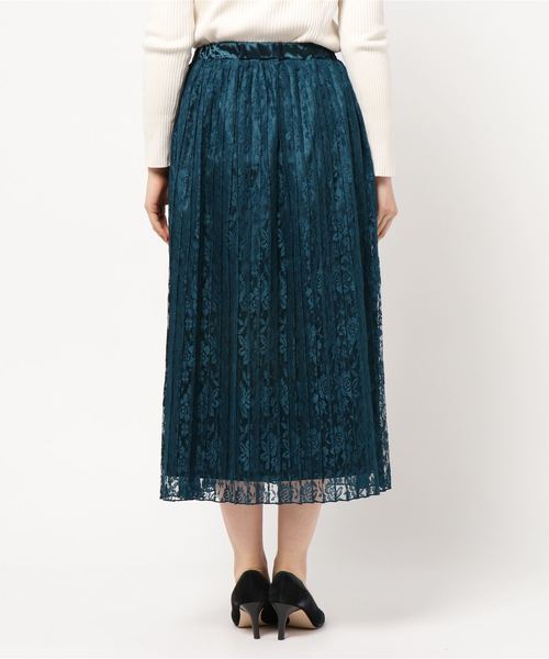 coca（coca）（コカ）の「総レースプリーツスカート（スカート・レディース・ブルー/ライトグリーン・ONE SIZE）」の4枚目の写真