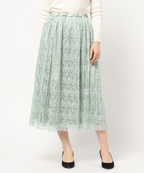 coca（coca）（コカ）の「総レースプリーツスカート（スカート・レディース・ブルー/ライトグリーン・ONE SIZE）」の5枚目の写真