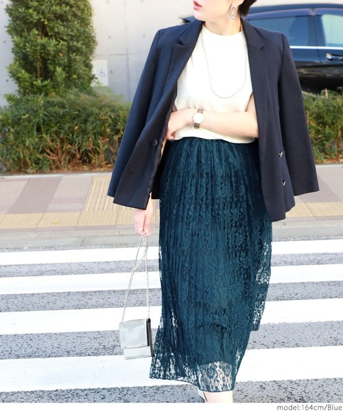 coca（coca）（コカ）の「総レースプリーツスカート（スカート・レディース・ブルー/ライトグリーン・ONE SIZE）」の9枚目の写真