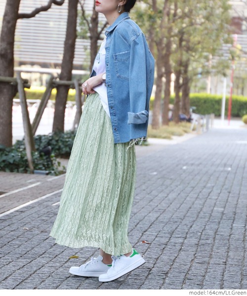 coca（coca）（コカ）の「総レースプリーツスカート（スカート・レディース・ブルー/ライトグリーン・ONE SIZE）」の13枚目の写真