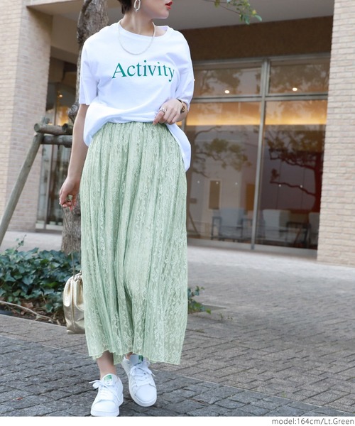 coca（coca）（コカ）の「総レースプリーツスカート（スカート・レディース・ブルー/ライトグリーン・ONE SIZE）」の17枚目の写真