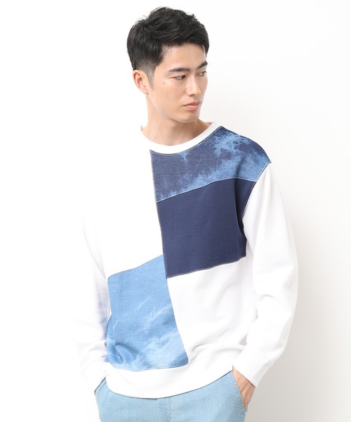 JUNRED（ジュンレッド）の「デニムクレイジースウェット（スウェット・メンズ・ホワイト/ネイビー/グレー・LL/M/L）」の2枚目の写真