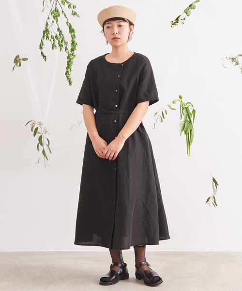 Savon ビュルデサボン のファッション 製品染め De ボタンベルトワンピース ワンピース Bulle De Savon ビュルデサボン の ワンピース 製品染め De 売れ筋がひ の