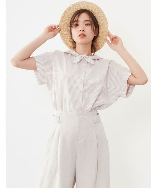 POU DOU DOU(プードゥドゥ)の「【FUDGE5月号掲載】ネッカチーフブラウス(シャツ/ブラウス・レディース・ブラック/ベージュ/ネイビー/オフホワイト・3)」の4枚目の写真