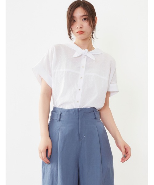 POU DOU DOU(プードゥドゥ)の「【FUDGE5月号掲載】ネッカチーフブラウス(シャツ/ブラウス・レディース・ブラック/ベージュ/ネイビー/オフホワイト・3)」の6枚目の写真