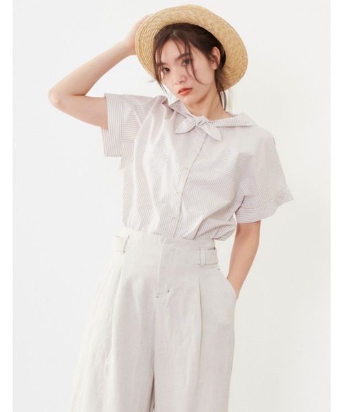 POU DOU DOU(プードゥドゥ)の「【FUDGE5月号掲載】ネッカチーフブラウス(シャツ/ブラウス・レディース・ブラック/ベージュ/ネイビー/オフホワイト・3)」の10枚目の写真