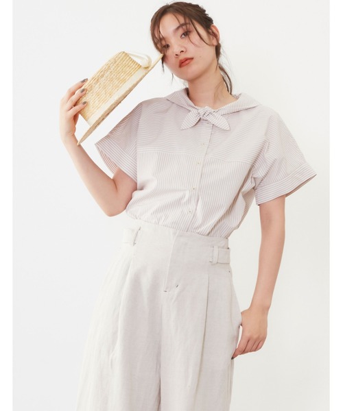 POU DOU DOU(プードゥドゥ)の「【FUDGE5月号掲載】ネッカチーフブラウス(シャツ/ブラウス・レディース・ブラック/ベージュ/ネイビー/オフホワイト・3)」の11枚目の写真