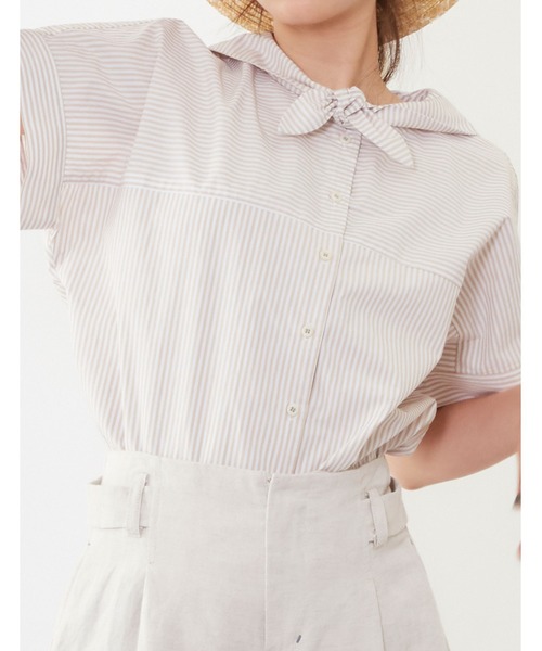 POU DOU DOU(プードゥドゥ)の「【FUDGE5月号掲載】ネッカチーフブラウス(シャツ/ブラウス・レディース・ブラック/ベージュ/ネイビー/オフホワイト・3)」の16枚目の写真