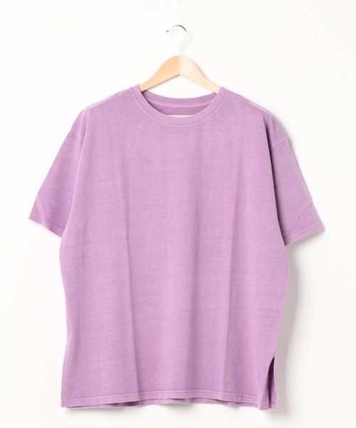 STYLEBLOCK（スタイルブロック）の「天竺ピグメントビッグTシャツ（Tシャツ/カットソー・レディース・チャコールグレー/ベージュ/パープル/カーキ/イエロー/グリーン・M）」の5枚目の写真