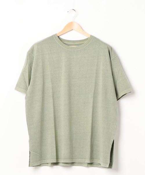 STYLEBLOCK（スタイルブロック）の「天竺ピグメントビッグTシャツ（Tシャツ/カットソー・レディース・チャコールグレー/ベージュ/パープル/カーキ/イエロー/グリーン・M）」の3枚目の写真