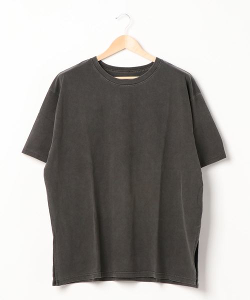 STYLEBLOCK（スタイルブロック）の「天竺ピグメントビッグTシャツ（Tシャツ/カットソー・レディース・チャコールグレー/ベージュ/パープル/カーキ/イエロー/グリーン・M）」の2枚目の写真