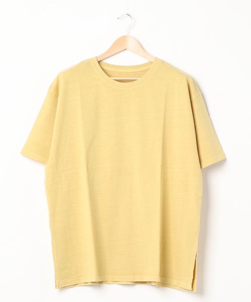 STYLEBLOCK（スタイルブロック）の「天竺ピグメントビッグTシャツ（Tシャツ/カットソー・レディース・チャコールグレー/ベージュ/パープル/カーキ/イエロー/グリーン・M）」の6枚目の写真
