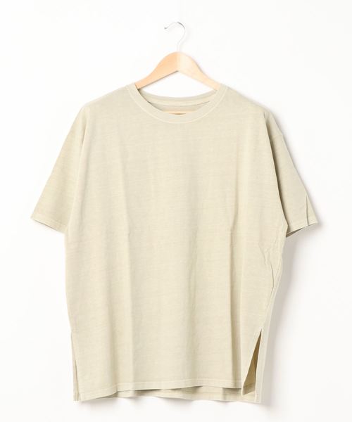 STYLEBLOCK（スタイルブロック）の「天竺ピグメントビッグTシャツ（Tシャツ/カットソー・レディース・チャコールグレー/ベージュ/パープル/カーキ/イエロー/グリーン・M）」の12枚目の写真