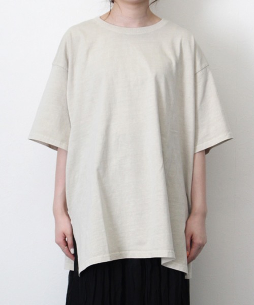 STYLEBLOCK（スタイルブロック）の「天竺ピグメントビッグTシャツ（Tシャツ/カットソー・レディース・チャコールグレー/ベージュ/パープル/カーキ/イエロー/グリーン・M）」の11枚目の写真