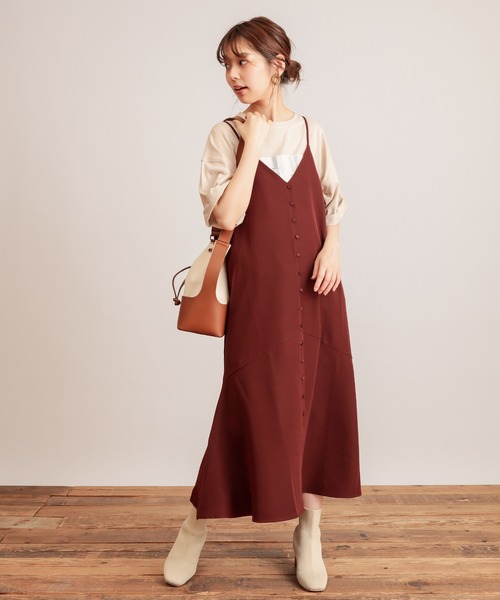 natural couture（ナチュラルクチュール）の「【WEB限定】前後2WAYちび釦キャミワンピース（ワンピース・レディース・ブラック/ブラウン/その他/その他1/ピンクベージュ・FREE）」の12枚目の写真