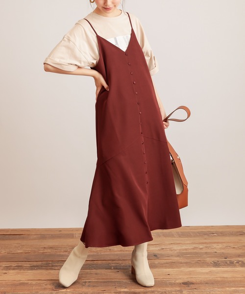 natural couture（ナチュラルクチュール）の「【WEB限定】前後2WAYちび釦キャミワンピース（ワンピース・レディース・ブラック/ブラウン/その他/その他1/ピンクベージュ・FREE）」の6枚目の写真