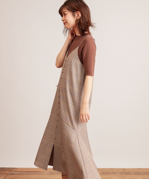 natural couture（ナチュラルクチュール）の「【WEB限定】前後2WAYちび釦キャミワンピース（ワンピース・レディース・ブラック/ブラウン/その他/その他1/ピンクベージュ・FREE）」の7枚目の写真