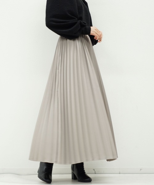 archives（アルシーヴ）の「サテンプリーツスカート（スカート・レディース・ピンクベージュ/グレイッシュベージュ/ブルー/ブラウン/グリーン/ベージュ/ブラック・MEDIUM）」の5枚目の写真