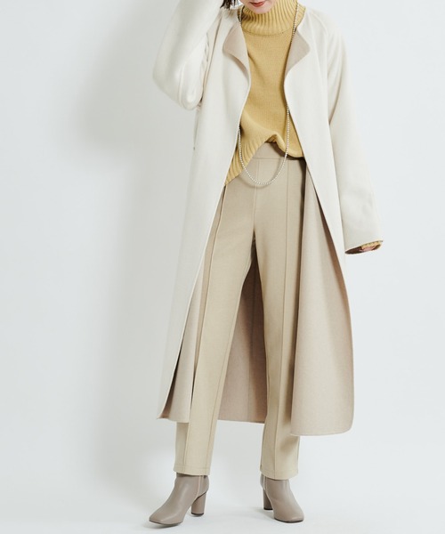 DouDou（ドゥドゥ）の「【2WAY仕様】リバーノーカラーコート（ノーカラーコート・レディース・グレイッシュベージュ/ベージュ・FREE）」の7枚目の写真