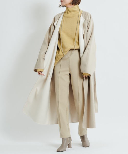 DouDou（ドゥドゥ）の「【2WAY仕様】リバーノーカラーコート（ノーカラーコート・レディース・グレイッシュベージュ/ベージュ・FREE）」の12枚目の写真