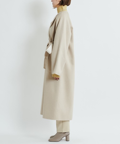 DouDou（ドゥドゥ）の「【2WAY仕様】リバーノーカラーコート（ノーカラーコート・レディース・グレイッシュベージュ/ベージュ・FREE）」の16枚目の写真