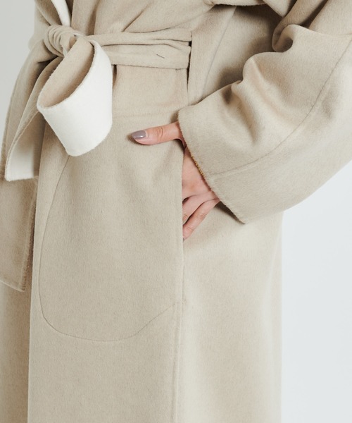 DouDou（ドゥドゥ）の「【2WAY仕様】リバーノーカラーコート（ノーカラーコート・レディース・グレイッシュベージュ/ベージュ・FREE）」の20枚目の写真