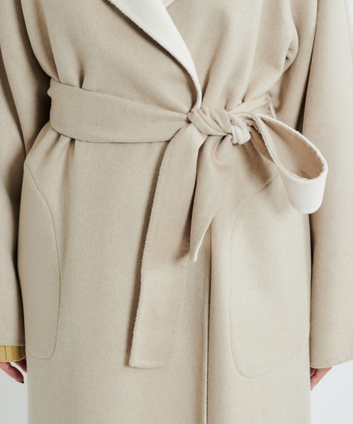 DouDou（ドゥドゥ）の「【2WAY仕様】リバーノーカラーコート（ノーカラーコート・レディース・グレイッシュベージュ/ベージュ・FREE）」の21枚目の写真