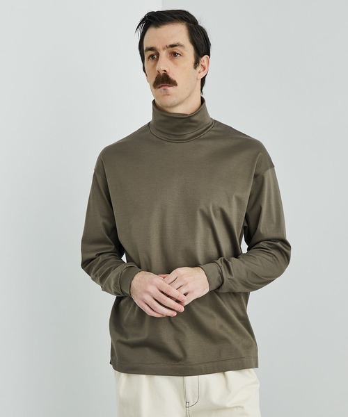 PUBLIC TOKYO（パブリックトウキョウ）の「エクストラスーピマコットンタートル（Tシャツ/カットソー・メンズ・ブラック/ホワイト/カーキ/ブラウン・3/2/1）」の4枚目の写真