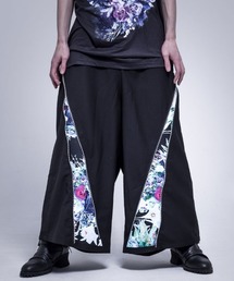 『CIVARIZE』斜めZIPフラワー総柄マチ付きワイドパンツ
