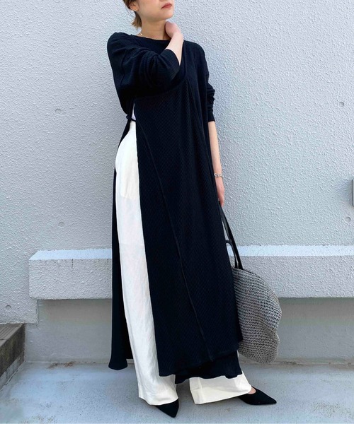 PICCIN（ピッチン）の「【日本製】3WAYリブカットプルオーバー（Tシャツ/カットソー・レディース・ブラック/ベージュ/オフホワイト・M）」の2枚目の写真