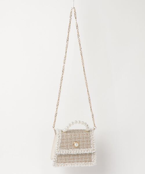 ROJITA(ロジータ)の「パールハンドルツイードバック(ハンドバッグ・レディース・ブラック/アイボリー・FREE)」の2枚目の写真