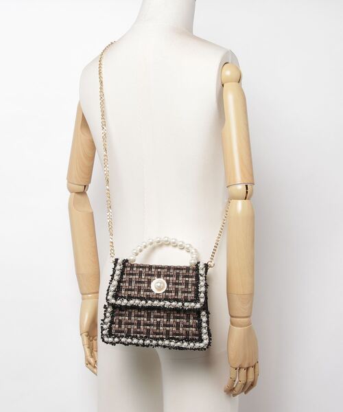 ROJITA(ロジータ)の「パールハンドルツイードバック(ハンドバッグ・レディース・ブラック/アイボリー・FREE)」の6枚目の写真