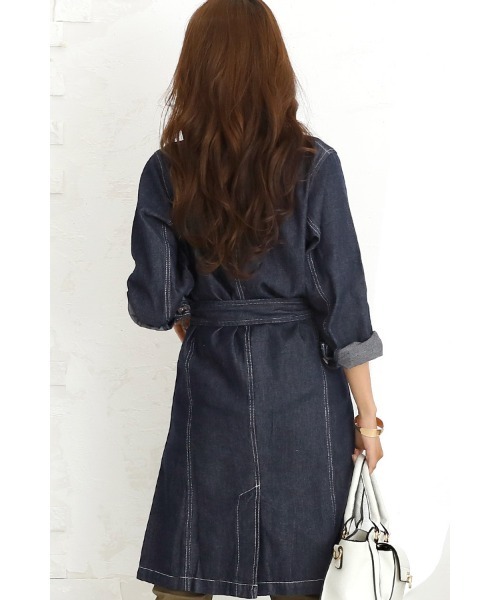 ElegChic（エレグシック）の「ノーカラーデニムジャケット（デニムジャケット・レディース・ネイビー・XL/4L/M/L/XXL）」の4枚目の写真