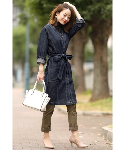 ElegChic（エレグシック）の「ノーカラーデニムジャケット（デニムジャケット・レディース・ネイビー・XL/4L/M/L/XXL）」の10枚目の写真