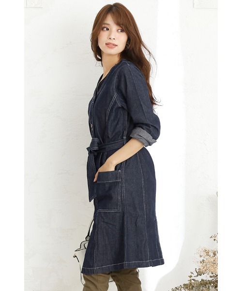 ElegChic（エレグシック）の「ノーカラーデニムジャケット（デニムジャケット・レディース・ネイビー・XL/4L/M/L/XXL）」の11枚目の写真