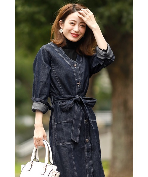 ElegChic（エレグシック）の「ノーカラーデニムジャケット（デニムジャケット・レディース・ネイビー・XL/4L/M/L/XXL）」の13枚目の写真