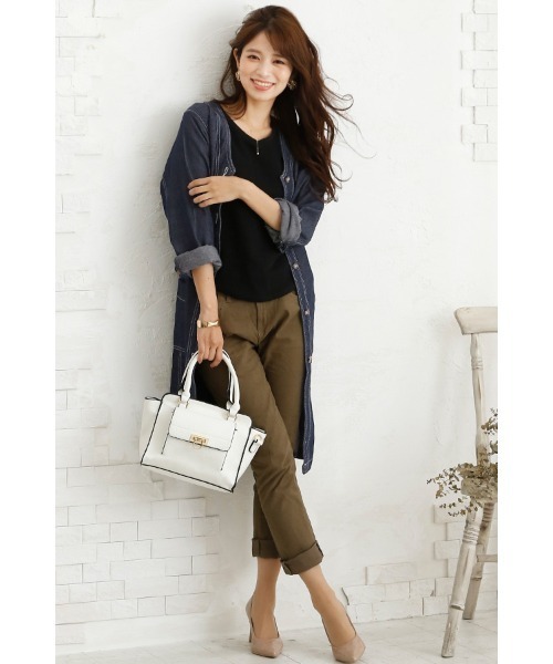 ElegChic（エレグシック）の「ノーカラーデニムジャケット（デニムジャケット・レディース・ネイビー・XL/4L/M/L/XXL）」の14枚目の写真