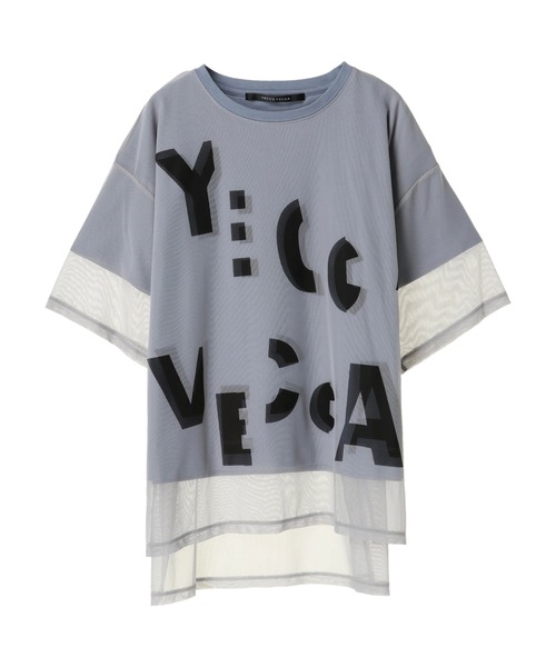 YECCA VECCA（イェッカヴェッカ）の「チュールレイヤードプリントTee　＊（Tシャツ/カットソー・レディース・オフホワイト/ブルー系その他7/ブラック・FREE）」の13枚目の写真
