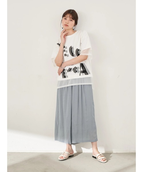 YECCA VECCA（イェッカヴェッカ）の「チュールレイヤードプリントTee　＊（Tシャツ/カットソー・レディース・オフホワイト/ブルー系その他7/ブラック・FREE）」の8枚目の写真