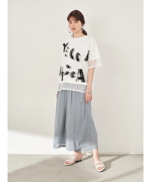 YECCA VECCA（イェッカヴェッカ）の「チュールレイヤードプリントTee　＊（Tシャツ/カットソー・レディース・オフホワイト/ブルー系その他7/ブラック・FREE）」の10枚目の写真