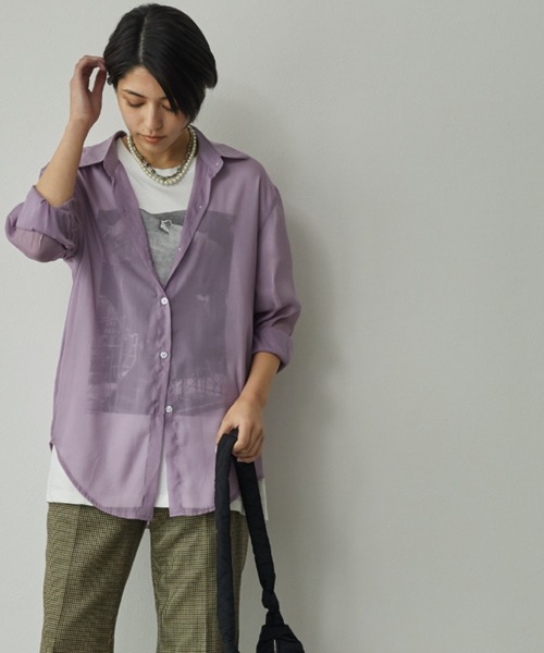 ECRIRE(エクリール)の「バックオープンシャツ(シャツ/ブラウス・レディース・オフホワイト/ピンク/ライトグリーン/ラベンダー・フリー)」の10枚目の写真