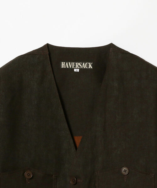 haversack　ハバーサック　ノーカラー　ジャケット　リネン HAVERSACK,ハバーサック,ヘリンボーンジャケット,ノーカラー