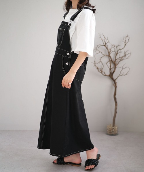 ＡＮＤＪ（アンドジェイ）の「配色ステッチジャンパースカート（ジャンパースカート・レディース・ライトカーキ/ブラック/ベージュ系その他/ブルーグレー/ピンク・M）」の21枚目の写真