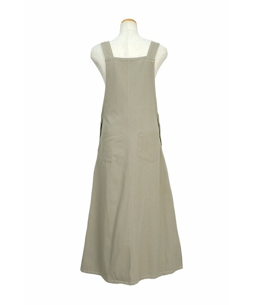 ＡＮＤＪ（アンドジェイ）の「配色ステッチジャンパースカート（ジャンパースカート・レディース・ライトカーキ/ブラック/ベージュ系その他/ブルーグレー/ピンク・M）」の8枚目の写真