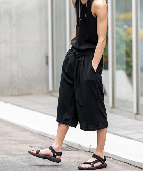 ADMIX/ATELIER SAB MEN（アドミックスアトリエサブメン）の「梨地 ジャージ 7分丈 ストレッチ イージー ルーズ ワイドパンツ（スウェットパンツ・メンズ・ダークブラウン/グレイッシュベージュ/グレイッシュブルー/ブラック・50/48）」の12枚目の写真