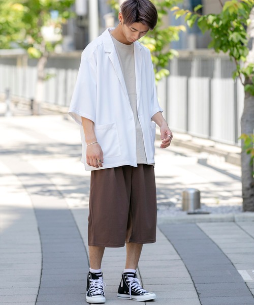 ADMIX/ATELIER SAB MEN（アドミックスアトリエサブメン）の「梨地 ジャージ 7分丈 ストレッチ イージー ルーズ ワイドパンツ（スウェットパンツ・メンズ・ダークブラウン/グレイッシュベージュ/グレイッシュブルー/ブラック・50/48）」の8枚目の写真