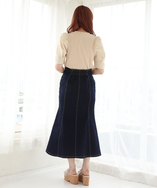 one after another NICE CLAUP(ワンアフターアナザーナイスクラップ)の「【Web限定】袖コンシャステレコプルオーバー(Tシャツ/カットソー・レディース・ブラック/ベージュ/オフホワイト/ブラック系その他・FREE)」の8枚目の写真