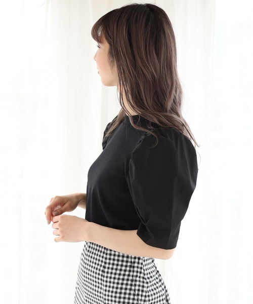 one after another NICE CLAUP(ワンアフターアナザーナイスクラップ)の「【Web限定】袖コンシャステレコプルオーバー(Tシャツ/カットソー・レディース・ブラック/ベージュ/オフホワイト/ブラック系その他・FREE)」の14枚目の写真